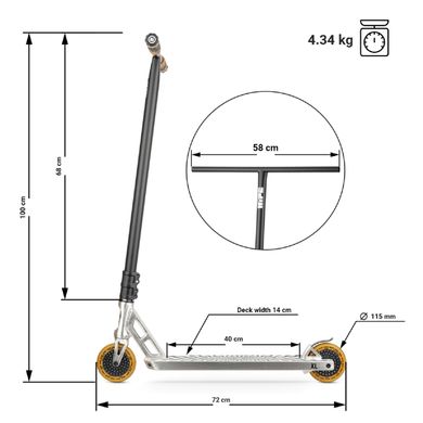 Самокат трюковий Hipe XL 115 мм  колір Сріблястий 2