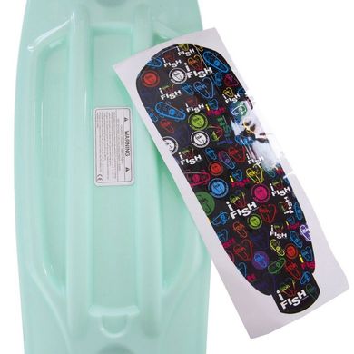 Пенні борд Fish Skateboards з світящими колесами колір Ментол 6