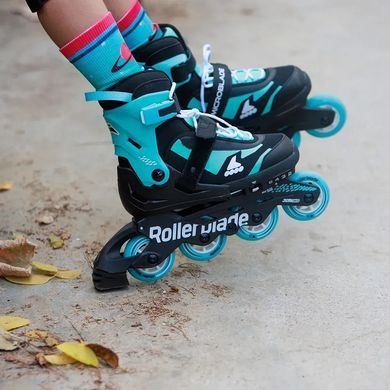 Детские ролики Rollerblade Microblade black-light blue цвет Бирюзовый 12
