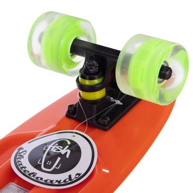 Пенни борд Fish Skateboards со светящимися колесами цвет Оранжевый 4