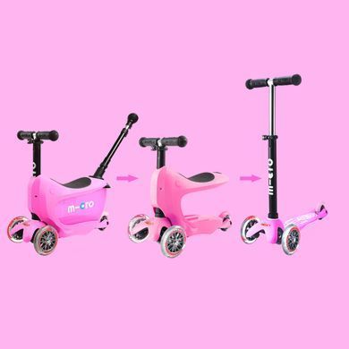 Самокат 3 в 1 з батьківською ручкою MICRO Mini2go Deluxe Plus колір Рожевий 11