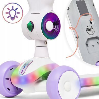 Детский самокат трансформер 2в1 Lumiloo LED White/Neo Chrome цвет Сиреневый 9