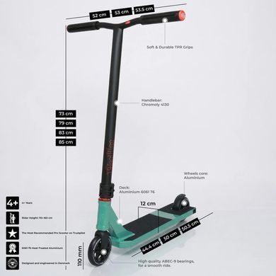 Трюковой самокат NKD Rally Stunt Scooter Green цвет Зелёный 2