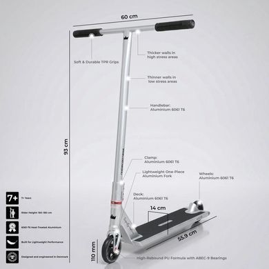 Трюковой самокат NKD Mood Scooter Grey цвет Серебристый 2