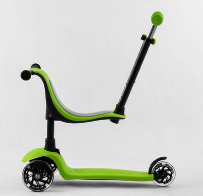 Детский самокат 3в1 с сиденьем родительской ручкой Best Scooter цвет Зелёный 2