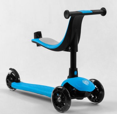 Детский самокат 3в1 с сиденьем родительской ручкой Best Scooter цвет Синий 4