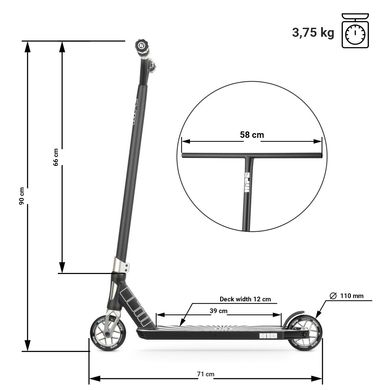 Трюковий самокат Hipe H10 110 мм  колір Черно-Белый 2